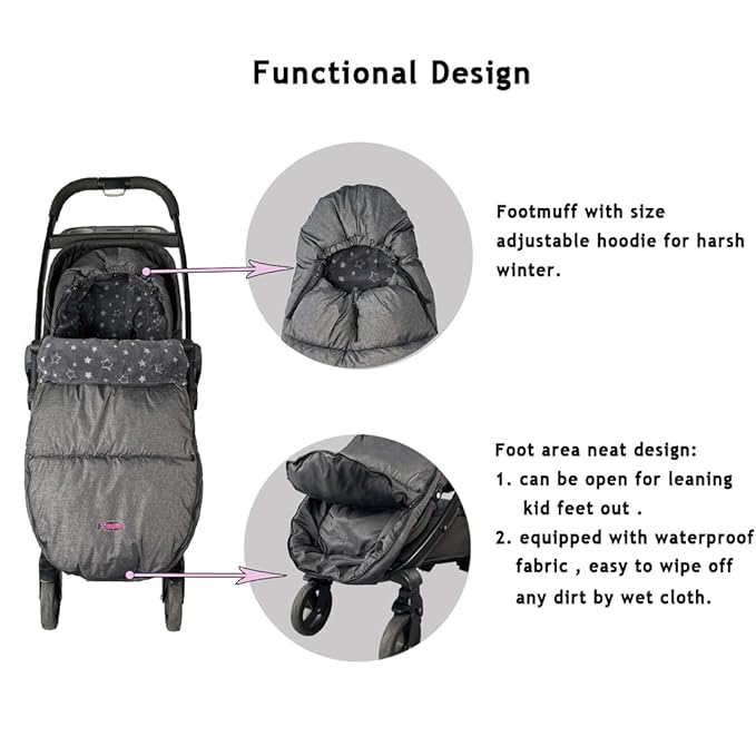 funlife Winter Stroller Bunting Bag Designed for 0-4T Toddler Outdoor Front Height Adjustable Removable Sleeping Bag,Waterproof Winter Cover