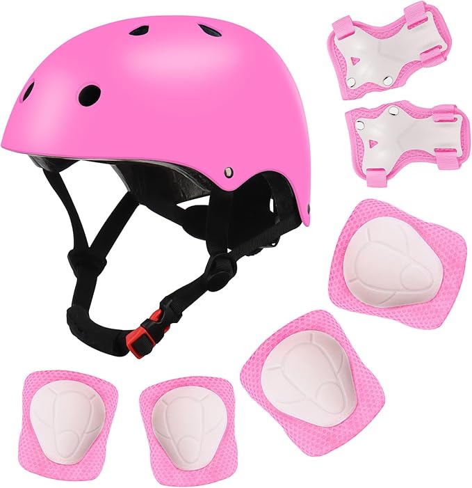Color Gradient Adjustable Kids Bike Helmet with Knee & Elbow Pads Set | Multi-Sport Safety Gear for Boys & Girls Ages 5-14 | Skateboarding, Scooters, Roller & Inline Skating, Longboarding