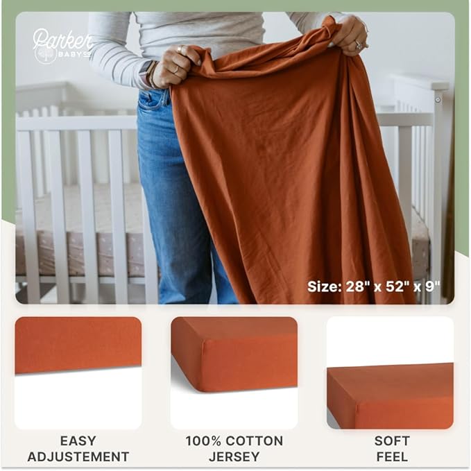Parker Baby Soft & Durable Fitted Baby Crib Sheets | Snug Fit for Standard Crib Mattresses | Machine Washable, Fade-Resistant & Modern Nursery Designs