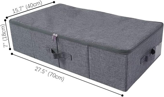 iwill CREATE PRO Underbed Storage Boxes for Bedding/Garment/Duvets/Blankets/Shoes, Folding Fabric Rigid Under bed Storage Bins with Zip Lid, Washable, Black Gray