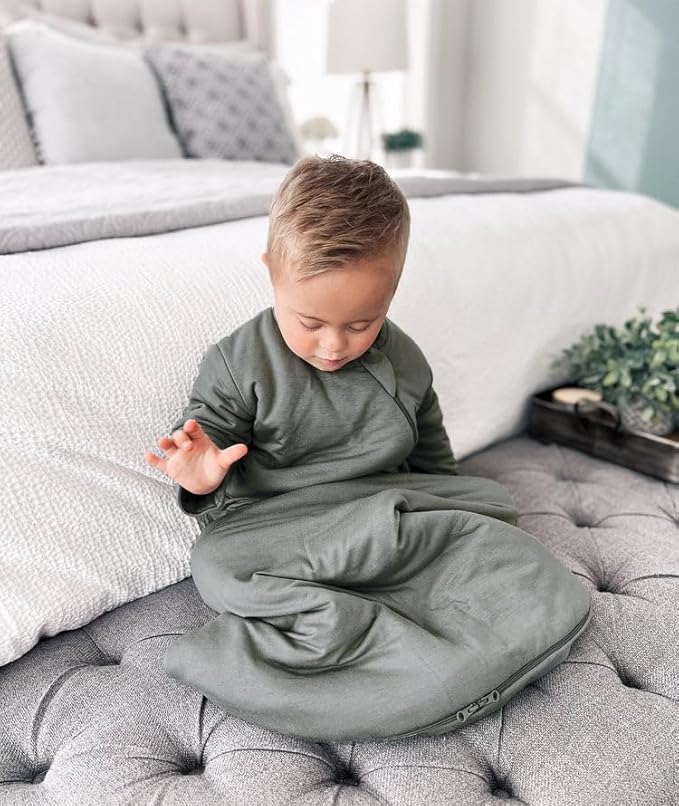 GUNAMUNA Long Sleeve Sleep Sack for Babies, Wearable Sleep Bags, Soft Rayon, 1.0 TOG, Essentials for Newborns