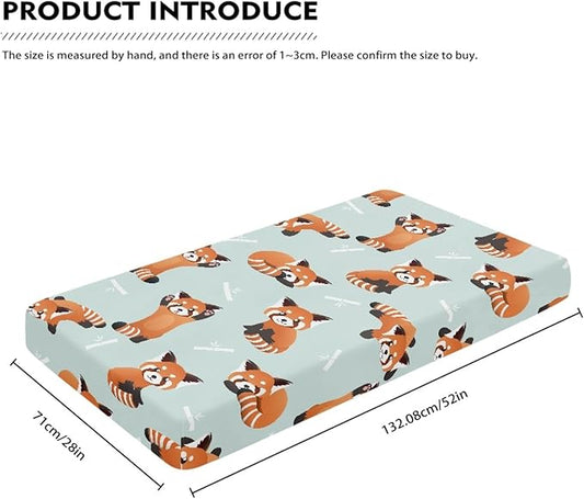 Red Little Raccoon Baby Crib Sheets Fitted Crib Sheets Kid Crib Fitted Sheets Crib Cover Single Pack 28"x52" for Boys Girls