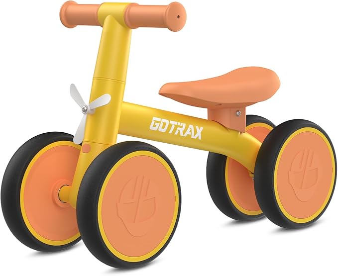 Gotrax Baby Balance Bike 1-2 Years, 7" Front&Rear Silent Wheels, Sturdy Steel Frame 66 lbs Load, Quick 2-Min Assembly, CPC Certified, Comfortable Soft Seat, Toddler Birthday Gift for Boys&Girls Yellow