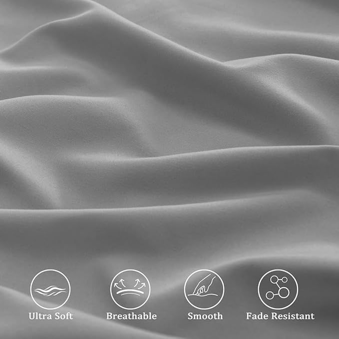 3 Piece Toddler Sheet Set,Dark Grey Basics Bed Sheet Set for Toddler,Microfiber 3-Piece Sheet Set Soft Breathable Crib Bedding Set for Kids,Includes Flat Sheet, Fitted Sheet, Pillowcase