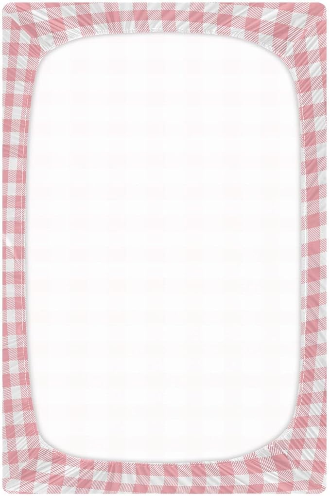 Fitted Crib Sheets for Boys Girls, Pink Buffalo Plaidw Soft Breathable Mattress Cover for Standard Crib & Toddler Bed Mattress, 52 * 28 in.