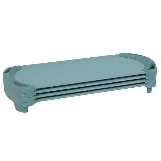 Children’s Factory SpaceLine Cot, Teal Green (Set of 4) – Standard Size 55” by 22” by 5” Standard (Pack of 4) (AFB5735AGN)