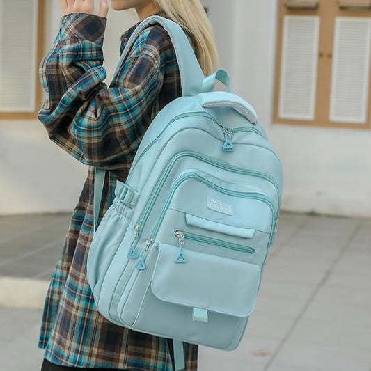 Eagerrich School Cute Aesthetic Backpack Girls Basckpack for Students Kids Teen Girls Large Capacity Bookbags College Backpacks Laptop Lightweight Bookbag Casual Travel Daypacks School Bag（Blue）