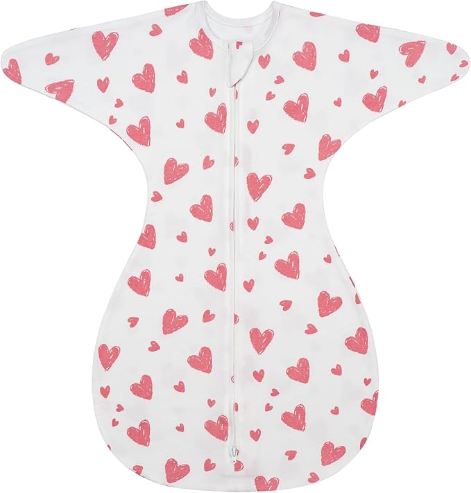 ZIGJOY Baby Transitional Swaddles for Newborns: 0.5 Tog Arms Up Sleep Sack 3-6-12 Months Soft Cotton Shark Fin 2 Way Zipper