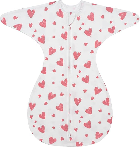 ZIGJOY Baby Transitional Swaddles for Newborns: 0.5 Tog Arms Up Sleep Sack 3-6-12 Months Soft Cotton Shark Fin 2 Way Zipper