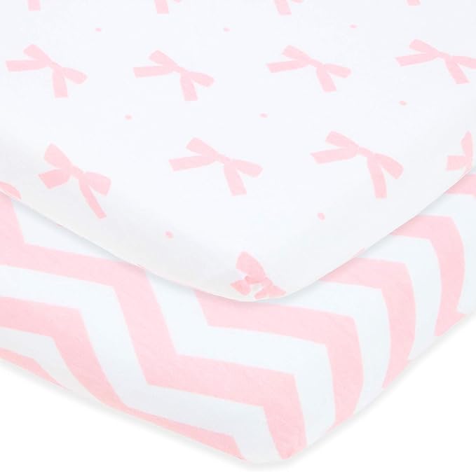 Joey + Joan Bassinet Fitted Sheets 19" x 32" for Cowiewie Bedside Sleeper Bassinet Mattress Pad – Snuggly Soft 100% Jersey Cotton – Pink – 2 Pack