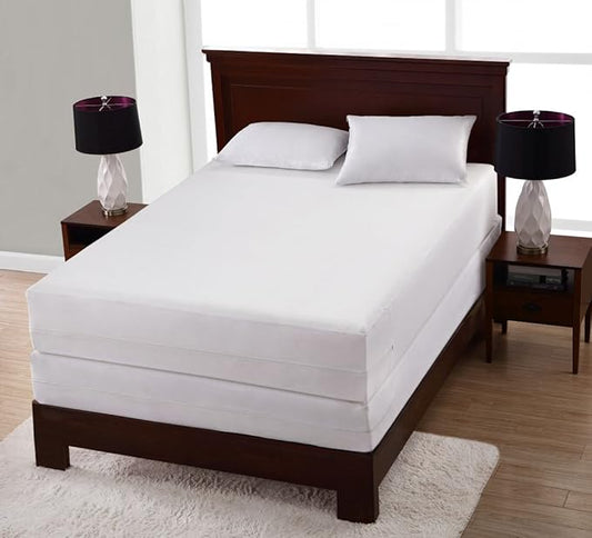 All-in-One Mattress Protector, Zippered Encasement, Water & Stain Resistant, Triple Seal Protection, King, White