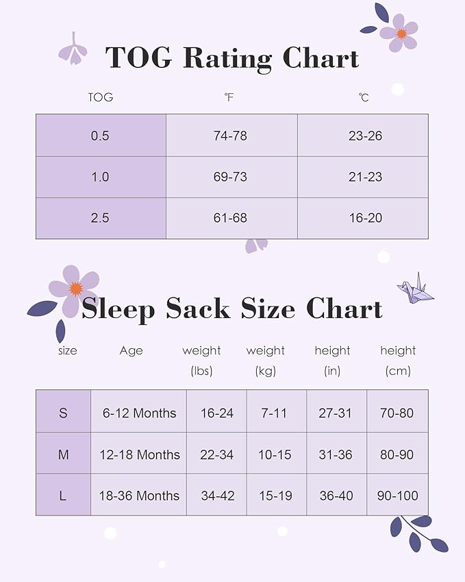Baby/Toddler Sleep Sack with Legs, Rayon from Bamboo 95% + 5% Spandex, 1.0 TOG, 2‑Way Zipper Sleeping Bag, Walker‑Friendly 12-18M Purple