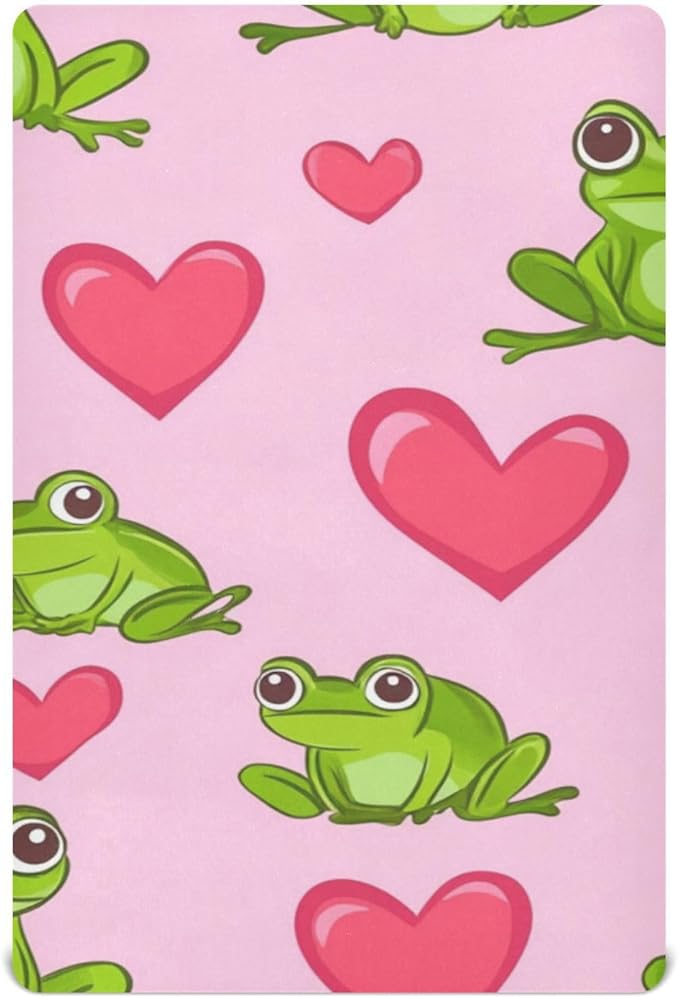Pink Frog and Love01 Crib Sheets Standard Crib Toddler Mattresses Cover Fitted Baby Bed Sheet Breathable Crib Mattress Sheet for Girls Boys 52" x 28"x5''
