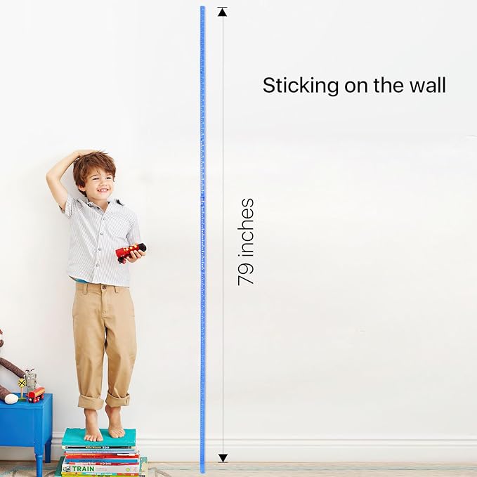 EASYXQ Height Measurement for Wall, Children Height Chart Ruler, Portable 3D Removable Growth Chart, Wall Height Measurement for Kids and Nursery Medical Office 79 inch (Blue)