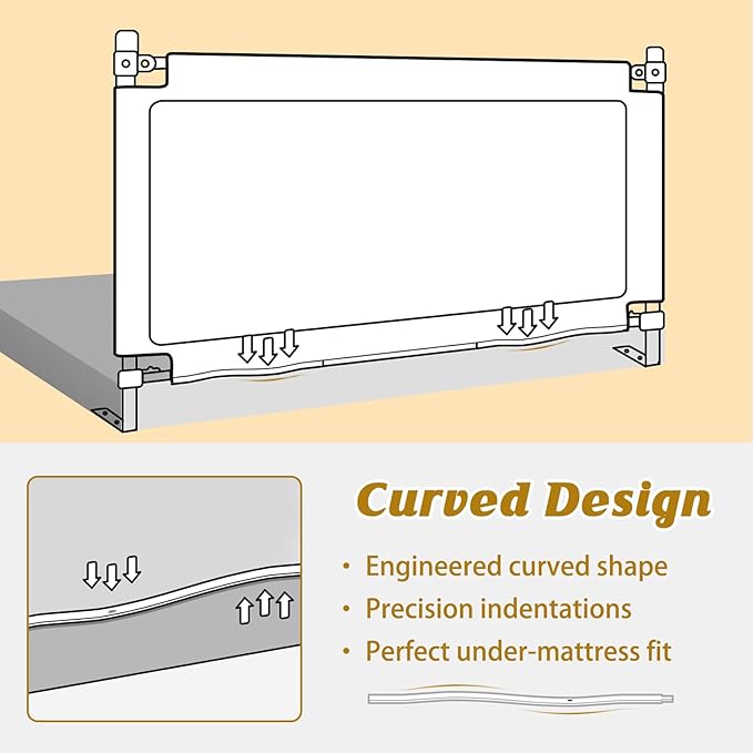 Height Adjustable Bed Rail for Toddlers, Kids Safety Baby Bed Rail for Twin/Full/King/Queen Size Bed (3 Sides, 74 * 74 * 39 Inch)