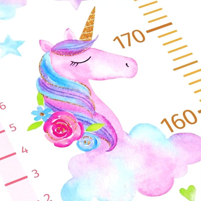HomeEvolution Kids Growth Chart Height Measuring Chart, Unicorn Canvas Wall Hanging Rulers for Baby Children Girls Bedroom Decor