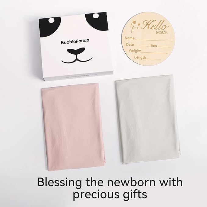 Rayon Made from Bamboo Baby Swaddle Blanket,2 Pack Soft & Breathable Receiving Blankets for Infant Newborn, Swaddle Wrap for Babies Girl and Boy, 47 x 47 Inch, (Blush & Oat)