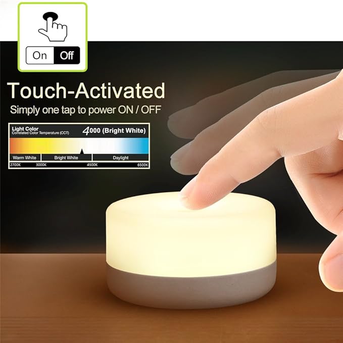 RTSU Rechargeable Mini Touch Night Light, Wireless LED Lamp for Kids - Portable, Dimmable Nursery Lamp