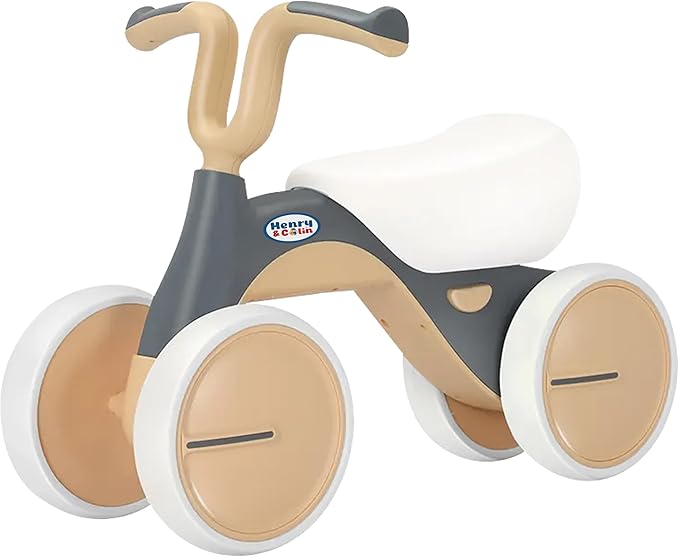 Henry & Colin Baby Balance Bike for Kids - No Pedal 4-Wheel First Bike, Toddler Walker for Boys & Girls, with Stylish Handle, Sturdy & Safe Design for 1-3 Year Olds