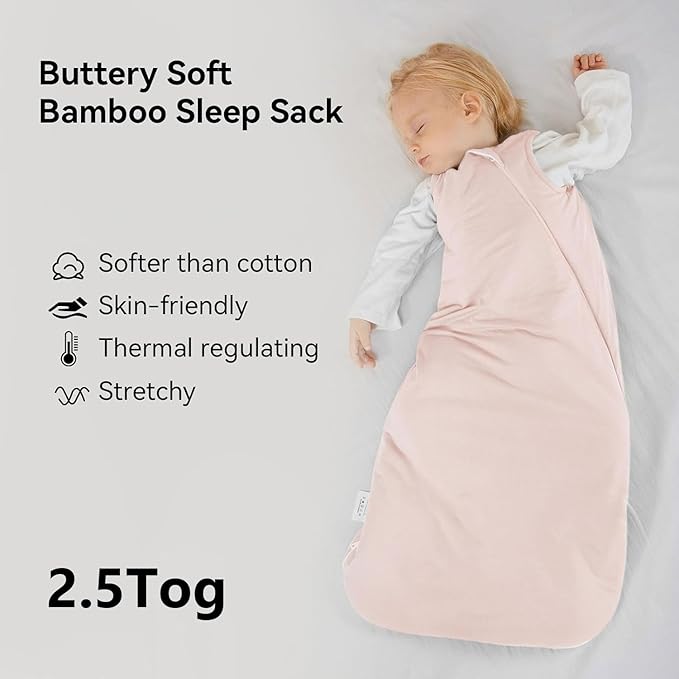 Rayon Made from Bamboo Sleep Sack 6-12 Months 2.5 Tog Winter Warm Ultra Soft Baby Wearable Blanket Toddler Sleep Sack for Babies Unisex Girl Boy 2-Way Zipper Quilted Thick Baby Sleeping Bag