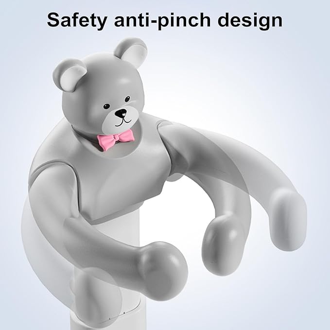 Adjustable Height Baby Shower Stand with Anti-Slip Base - Portable Bath Helper for Infants & Toddlers (8-36 Months), Safe Standing Bath Support & Tub Assistant Grey Bear