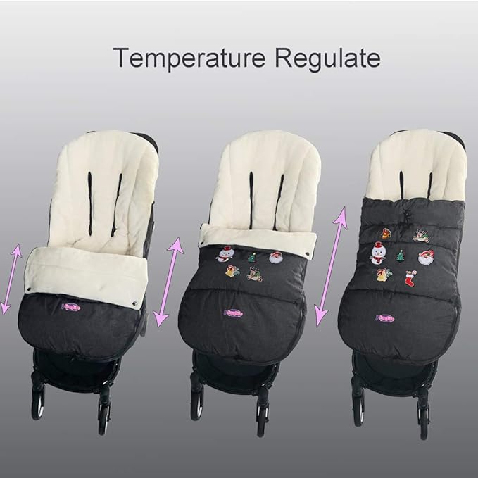 Christmas DIY Play Fun Waterproof Winter Stroller Bunting Bag Toddler,Width Adjustable, Anti-Dirt,Foot Area Open, Hoodie, All Features Needed for Baby Stroller Footmuff