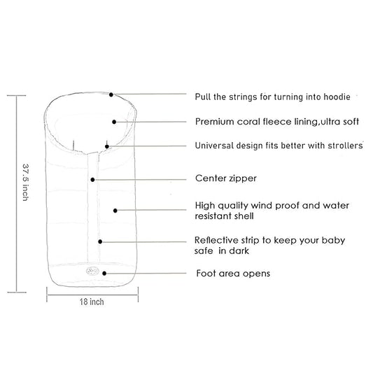 Stroller Blanket Evelution, Stroller Footmuff Winter Toddler Universal Stroller Bunting Bag for 6-36 M, Waterproof Bunting Bag
