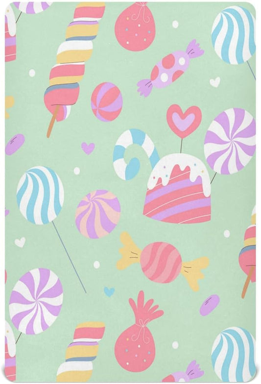 Colorful Candy Green Crib Sheets Standard Crib Toddler Mattresses Cover Fitted Baby Bed Sheet Breathable Crib Mattress Sheet for Girls Boys 39''x27''x9''