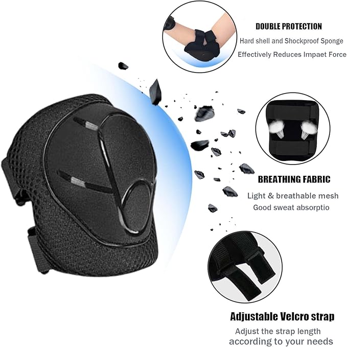 Kids/Youth Knee Pads Elbow Pads for 3-14Years Boys Girls 6 in 1 Kids Protective Gear Set Adjustable for Skating Cycling Bike Rollerblading Scooter Roller Skates
