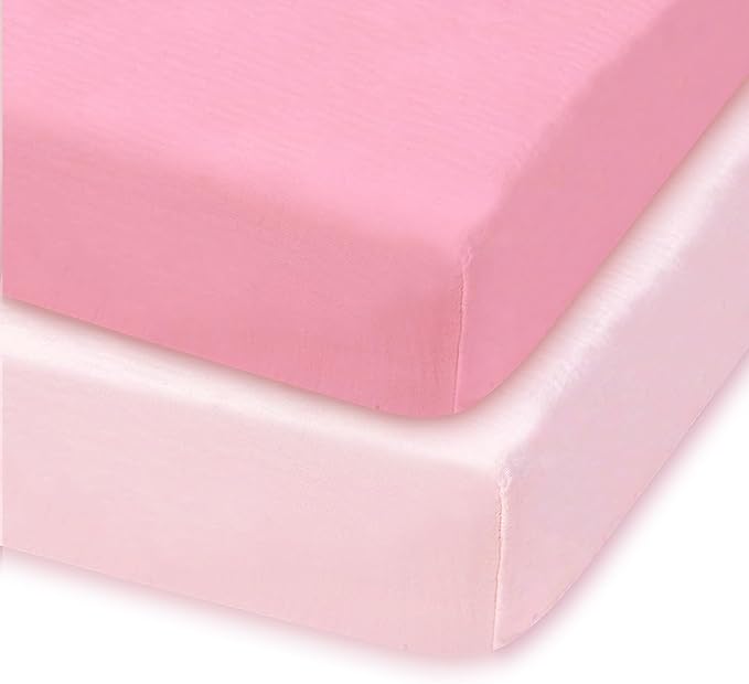 Graco Pack and Play Mattress Sheets Fitted, Mini Crib Sheets 2-Pack for Pack 'n Play Mattress, Stretchy Playard Sheets