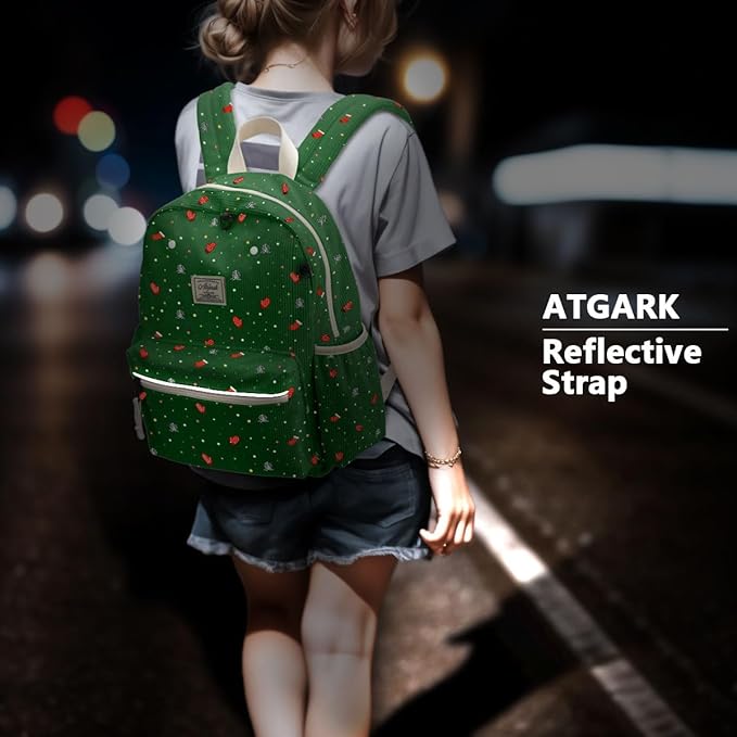 atgark Corduroy Kids Backpack for Girls 6-10: Girls Backpacks for Elementary Kindergarten 15” H Fit Folder
