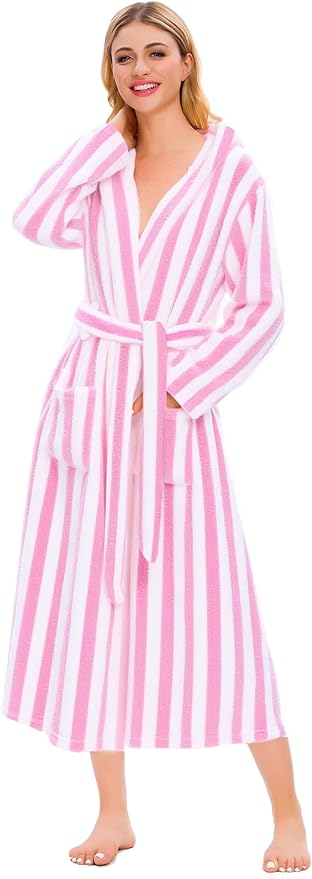 Umeyda Girls & Women Fleece Hooded Robes, Soft Fuzzy Bathrobe Warm Plush Fluffy Bath Robe for Kids Womens