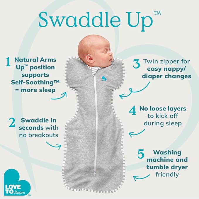 Love to Dream Swaddle UP, Baby Sleep Sack, Self-Soothing Swaddles for Newborns, Get Longer Sleep, Snug Fit Helps Calm Startle Reflex, New Born Essentials for Baby, 1.0 TOG, 8-13lb, Rainbow Dream