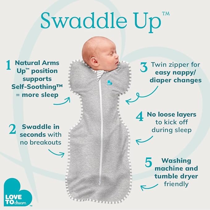 Love to Dream Swaddle UP, Baby Sleep Sack, Self-Soothing Swaddles for Newborns, Improves Sleep, Snug Fit Helps Calm Startle Reflex, New Born Essentials for Baby, 1.0 TOG, 13-19 lbs, Daydream Blue
