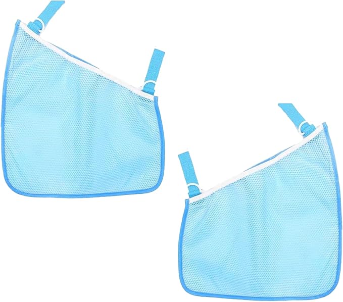 Alovexiong 2 Pack Universal Stroller Organizer Bag, Side Sling Cargo Stroller Net, Non-Slip and Adjustable Straps Storage Mesh Bag for Baby Accessories, Mesh Cargo Net for Stroller Storage -Blue