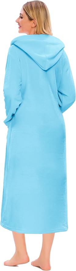 Umeyda Girls & Women Fleece Hooded Robes, Soft Fuzzy Bathrobe Warm Plush Fluffy Bath Robe for Kids Womens