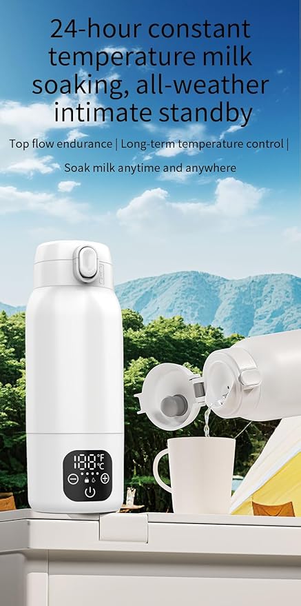 Fast Heating Portable Bottle Warmer, Portable Milk Warmer for Travel 17oz Fast Charging & Cordless Smart Temperature Control, for Vehicle,car,Airplane Journey