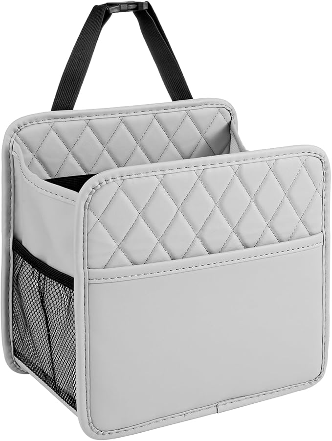 LXUNYI Car Seat Organizer, Updated Large Leather Backseat Car Organizer with Cup Holders Multifunctional Over the Seat Storage Organizer Bag Hanging Back Seat Organizers for Kids (Gray 1Pack)