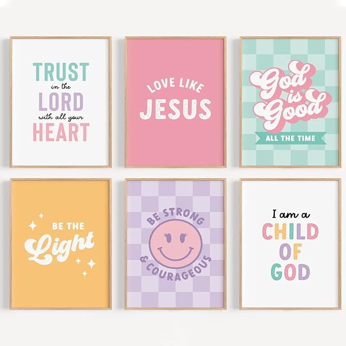 Christian Nursery Wall Art Decor Bible Verses Posters Girl Nursery Canvas Wall Decor kids room Prints Religious Scripture Pictures Modern Christian Artwork for Girls Bedroom 12x16x6 Inch Unframed