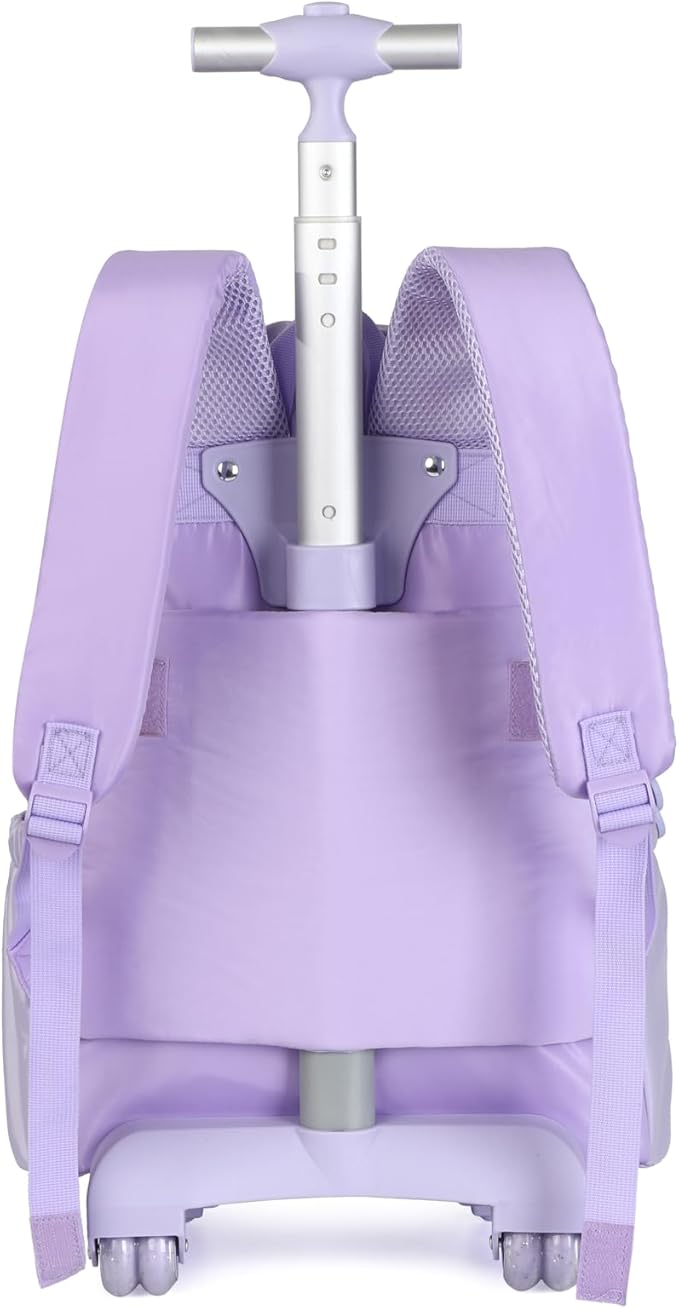 kingdisen Purple Kids Rolling Backpacks for Girls 8-12 (STARS PURPLE)