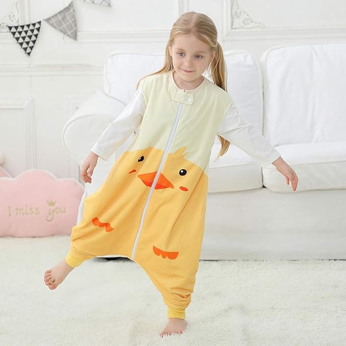 MICHLEY Toddler Sleeping Sack with Feet Newborn Infant Sleeveless Sleeping Bag 2-way Zipper Baby Wearable Blanket for Walkers,Duck,1-3T