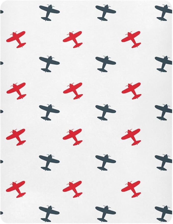 Airplanes Planes Crib Sheets Soft Breathable Fitted Baby Crib Sheets Mattress Cover for Girl Boys, 52" x 28" x 9"