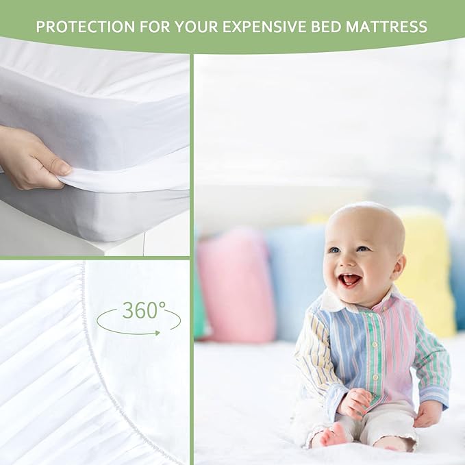 Waterproof Mattress Protector Twin Size, Skin Friendly and Breathable Twin Mattress Cover for Kids, Viscose Jersey Mattress Pad with 14" Deep Pocket,4 Pack