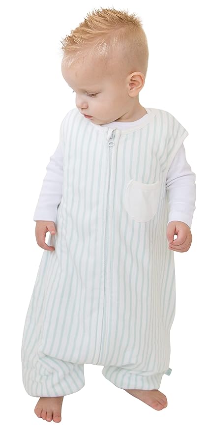 Tealbee Dreamsuit Toddler Sleep Sack with Feet – Walker Sleep Bag with Legs, Rayon made from Bamboo, Winter 1.5 TOG, 2-Way Zipper, 2T-3T - Stripes