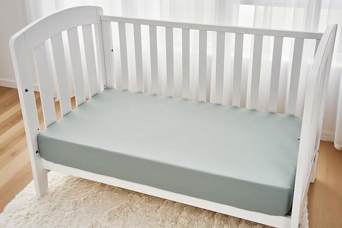 American Baby Company 2 Pack Fitted Crib Sheets 52" x 28" - Ultra Soft Microfiber Crib and Toddler Bed Sheets, Gray/Green, Neutral for Boys & Girls
