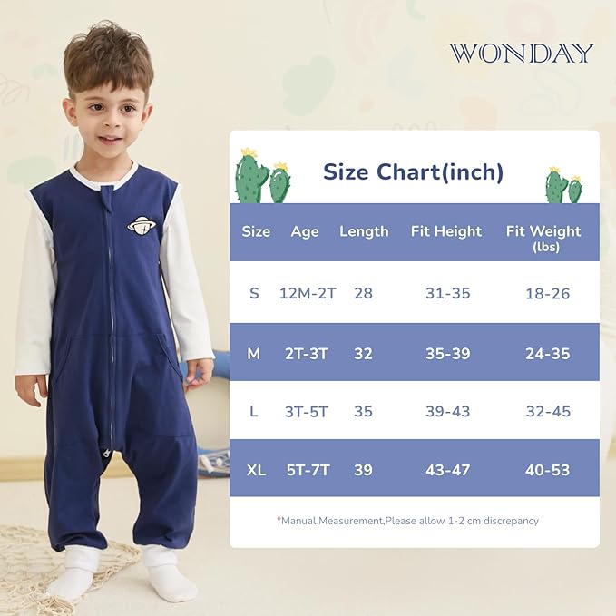 2 Pack Sleep Sack with Legs, Baby Wearable Blanket, 0.5 TOG Toddler Sleeping Sack with Feet Sleep Sacks (Planet, 12M-2T)