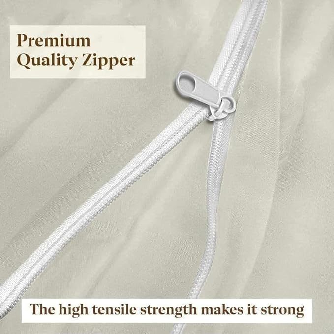 Mattress Protector King Size 100% Waterproof Zippered Cover, 15 Inches Deep, Six-Sided Mattress Encasement for Bed, Zipper Closure Style (Ivory)