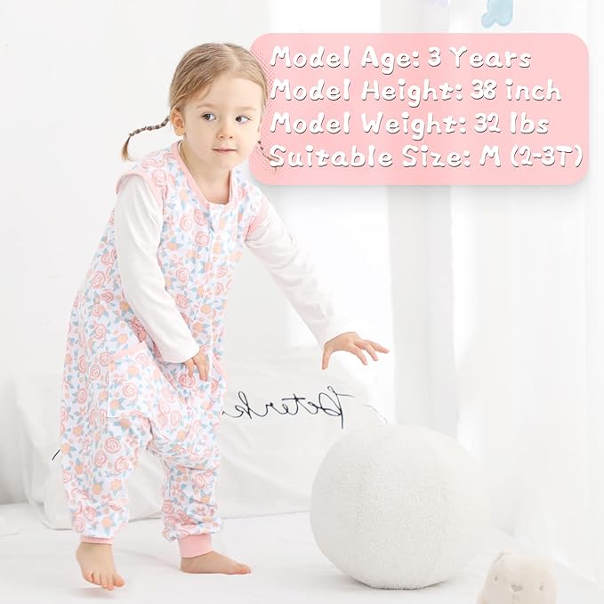 WONDAY Toddler Sleep Sack with Feet, 0.5 Tog Sleeping Sacks for Walking with Legs 12-18 Months 2T