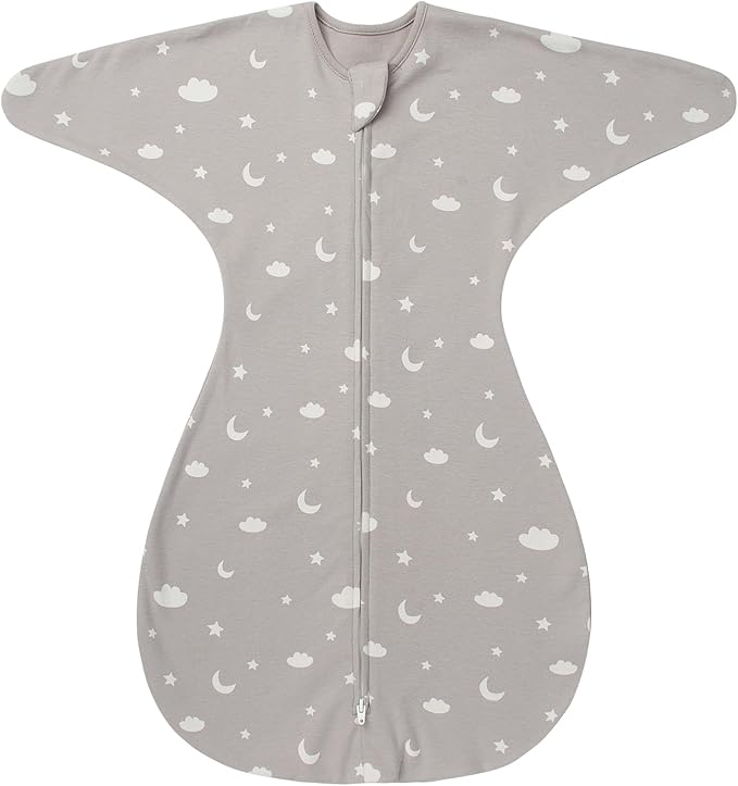 ZIGJOY Baby Transitional Swaddles for Newborns: 0.5 Tog Arms Up Sleep Sack 3-6-12 Months Soft Cotton Shark Fin 2 Way Zipper