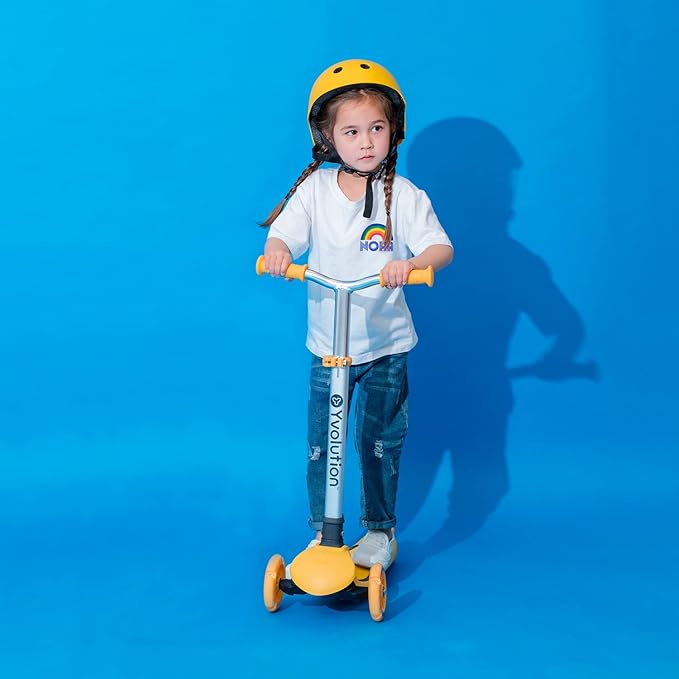 Yvolution Y Glider Air Scooter for Kids, 3 Wheel Scooter for Toddlers 4 Adjustable Height Glider with Kick Scooters, Lean to Steer with LED Flashing Light for Children Ages 3+ Years Old
